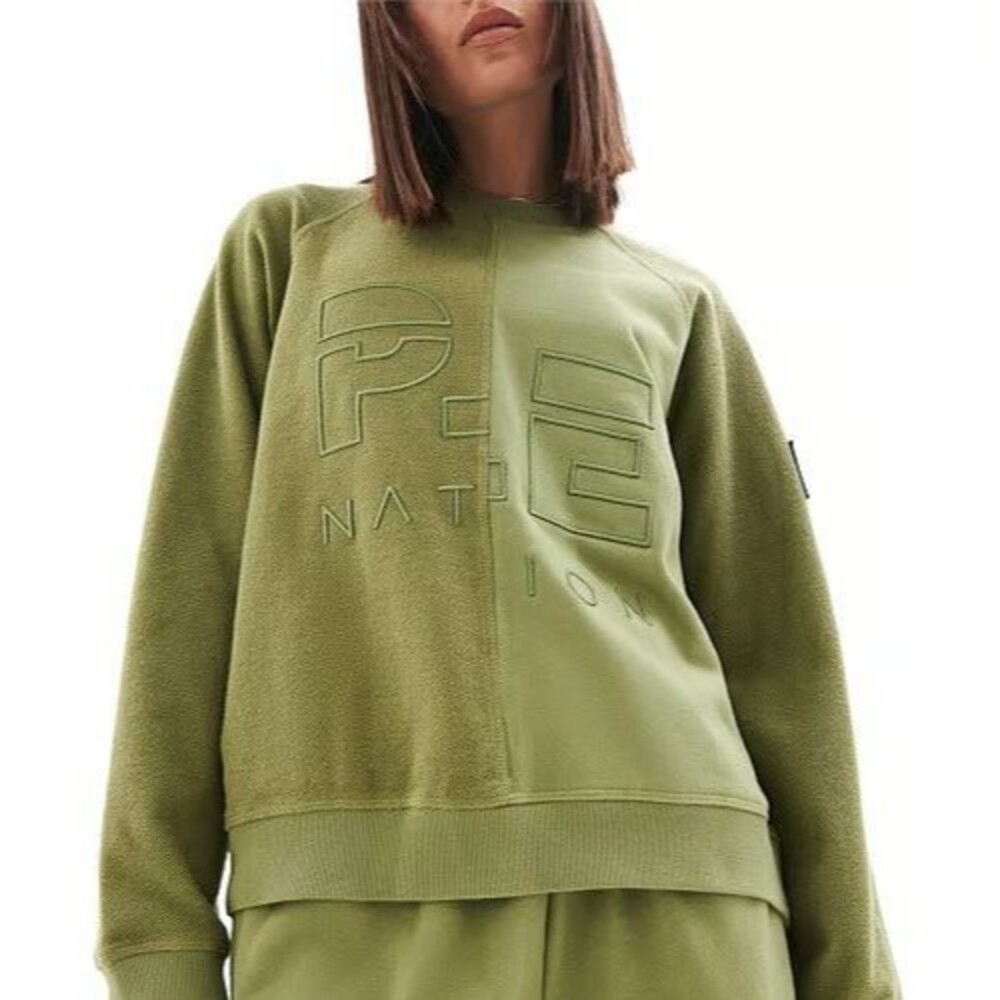 P.E. Nation Womens Size S Observation Sage Logo Organic Cotton Sweatshirt